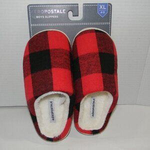 Aeropostale Kids Buffalo Check Plaid Slippers Youth Size XL (4-5) Christmas New